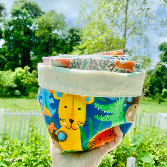 Medium Fabric Toy storage basket- Jungle Zoo